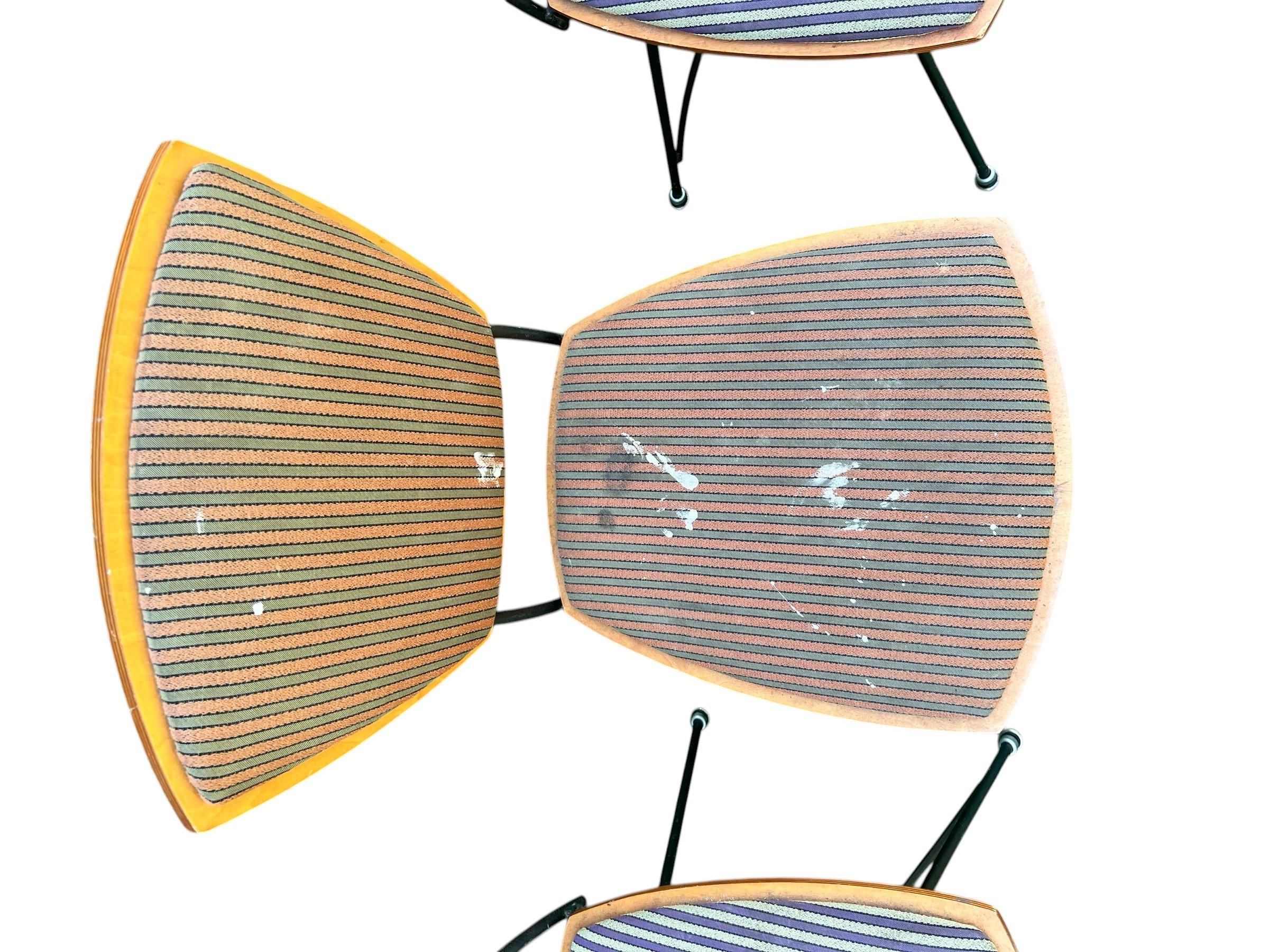 Mid-20th Century Plywood Chairs With Iron Frames