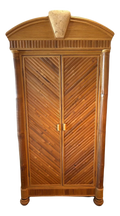 Mid-20th Century Rare Form Palm Beach Modern Coastal Chevron Reed Split Bamboo Armoire