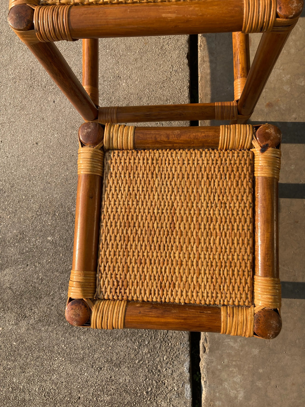 Mid-20th Century Rattan and Bamboo Nesting Tables - Set of 3
