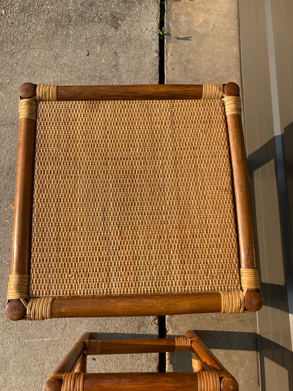 Mid-20th Century Rattan and Bamboo Nesting Tables - Set of 3