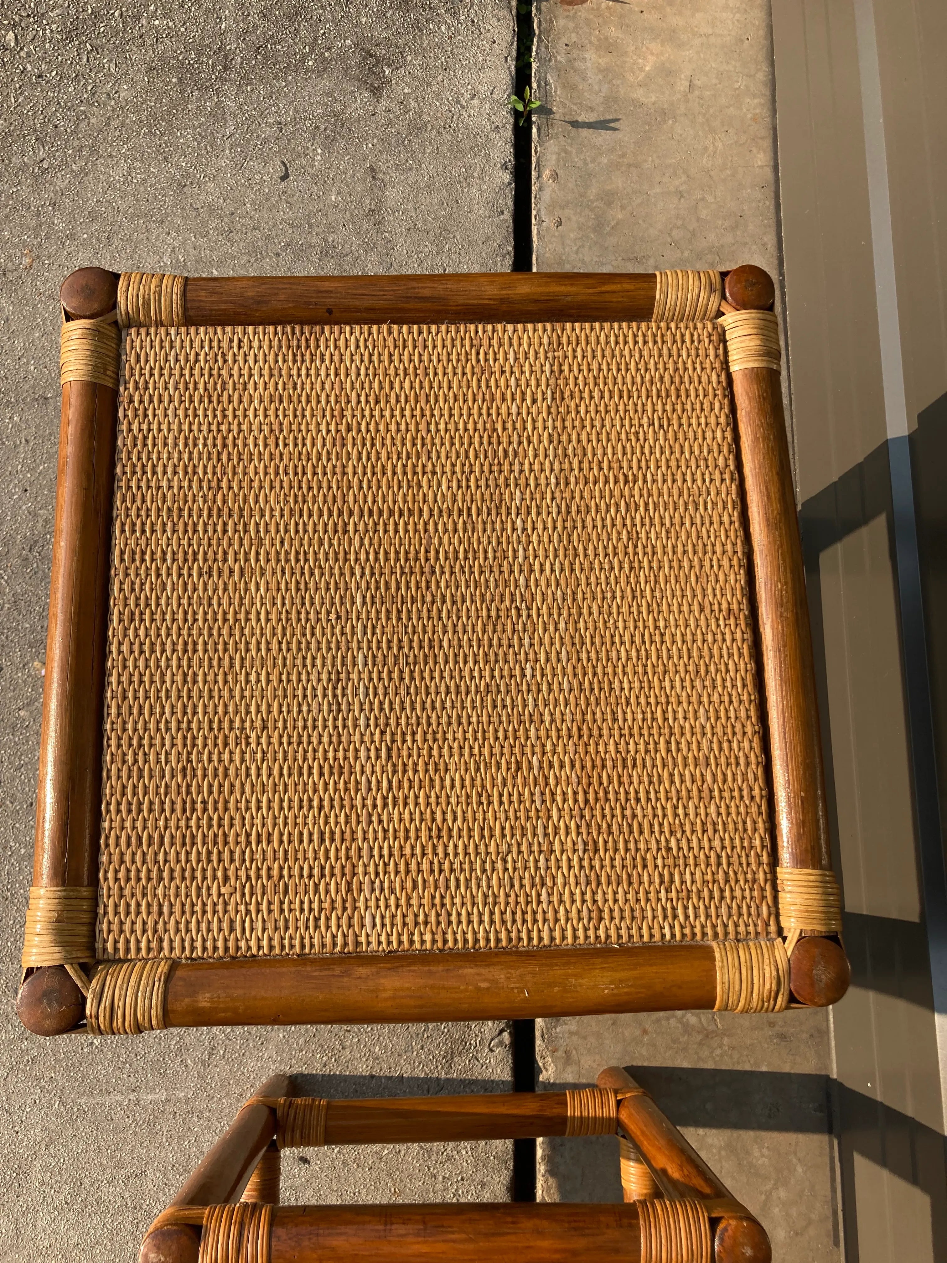 Mid-20th Century Rattan and Bamboo Nesting Tables - Set of 3
