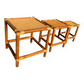 Mid-20th Century Rattan and Bamboo Nesting Tables - Set of 3