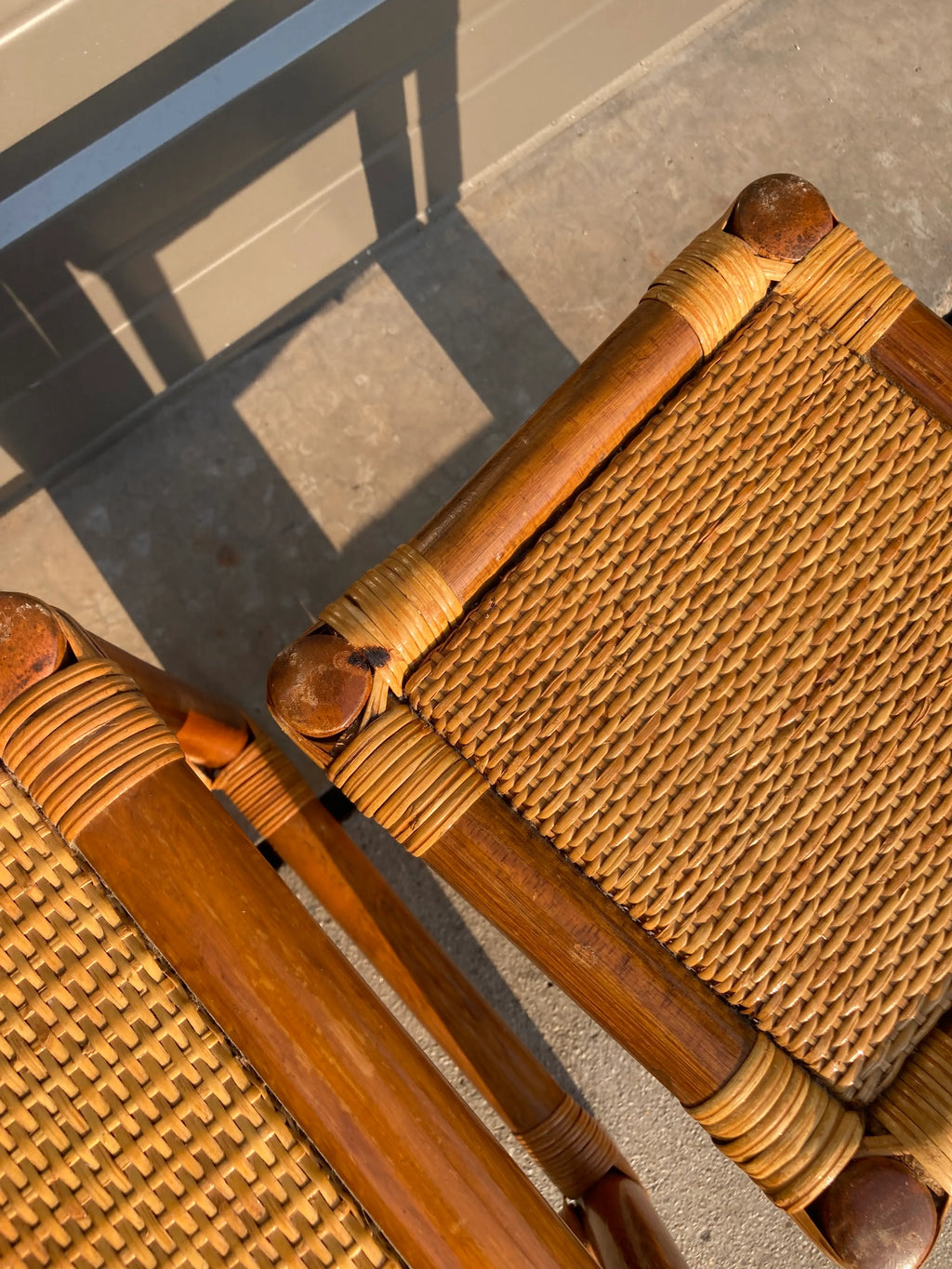 Mid-20th Century Rattan and Bamboo Nesting Tables - Set of 3