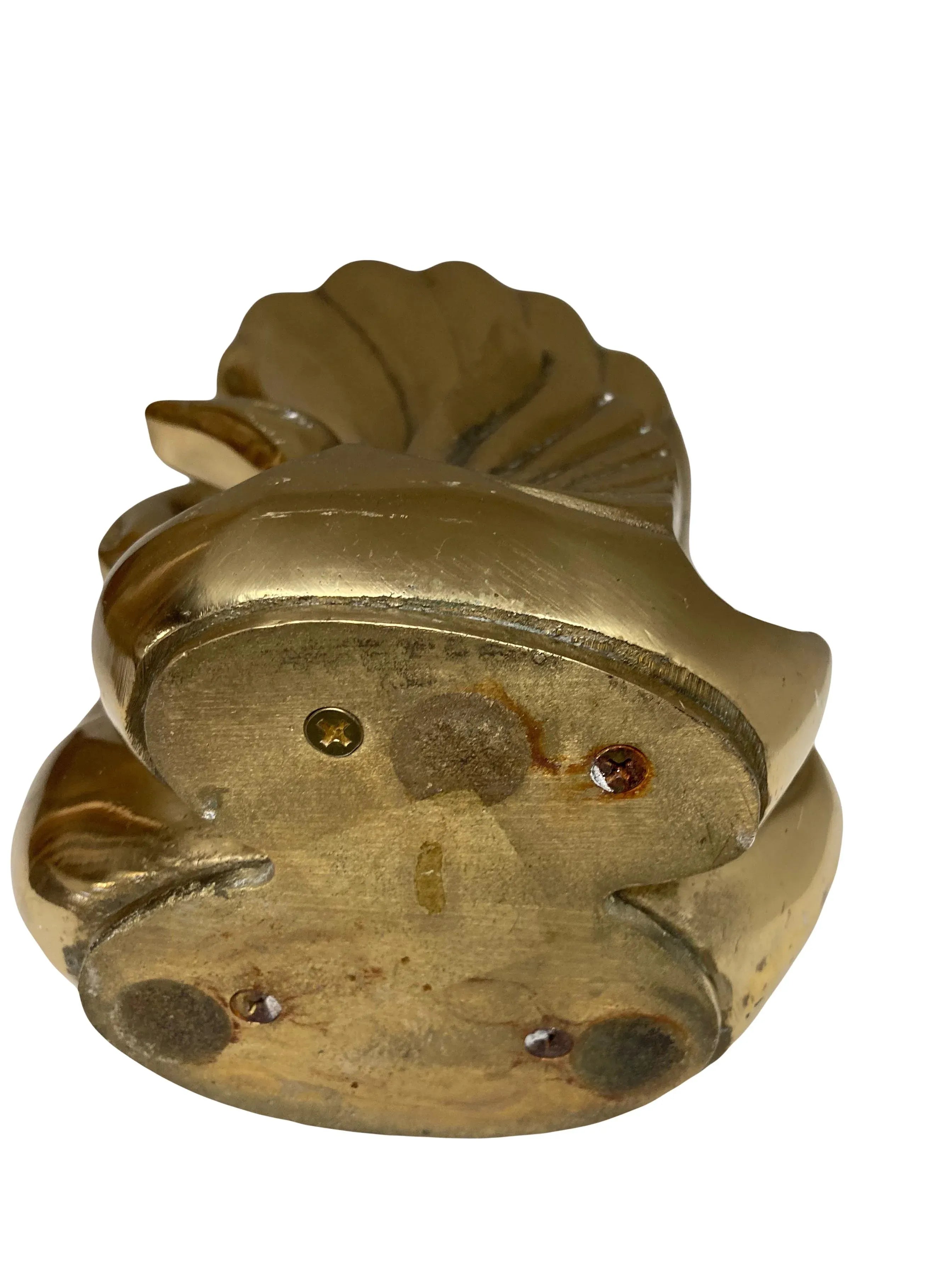 Mid-20th Century Solid Brass Swan Mother and Child Vase by Frederick Cooper