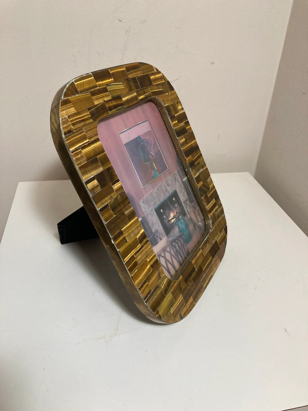 Mid-20th Century Tessellated Tiger’s Eye Picture Frame Attributed to Maitland-Smith