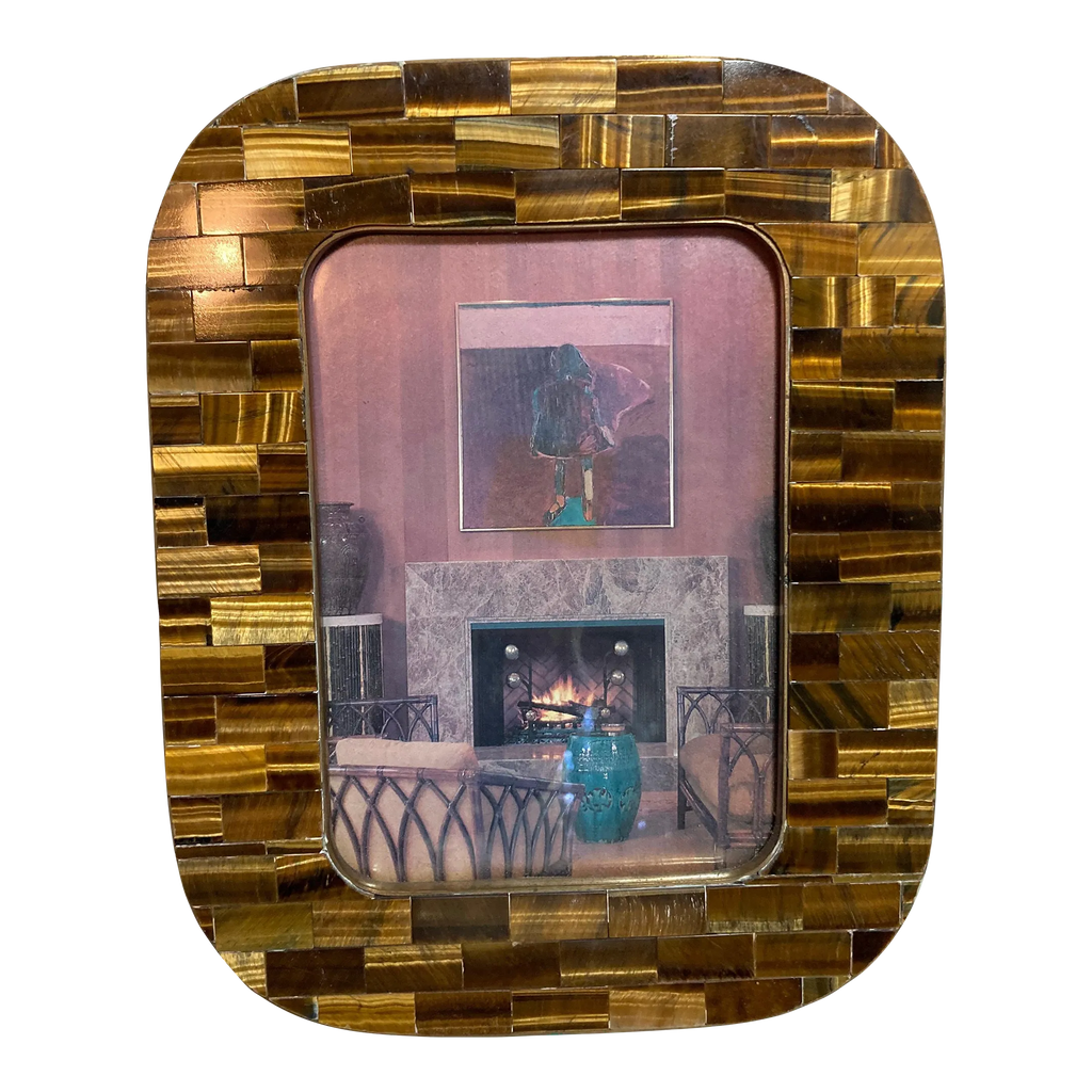 Mid-20th Century Tessellated Tiger’s Eye Picture Frame Attributed to Maitland-Smith