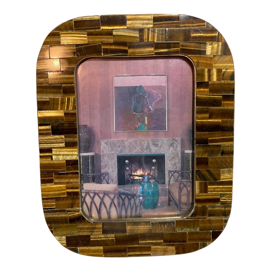 Mid-20th Century Tessellated Tiger’s Eye Picture Frame Attributed to Maitland-Smith
