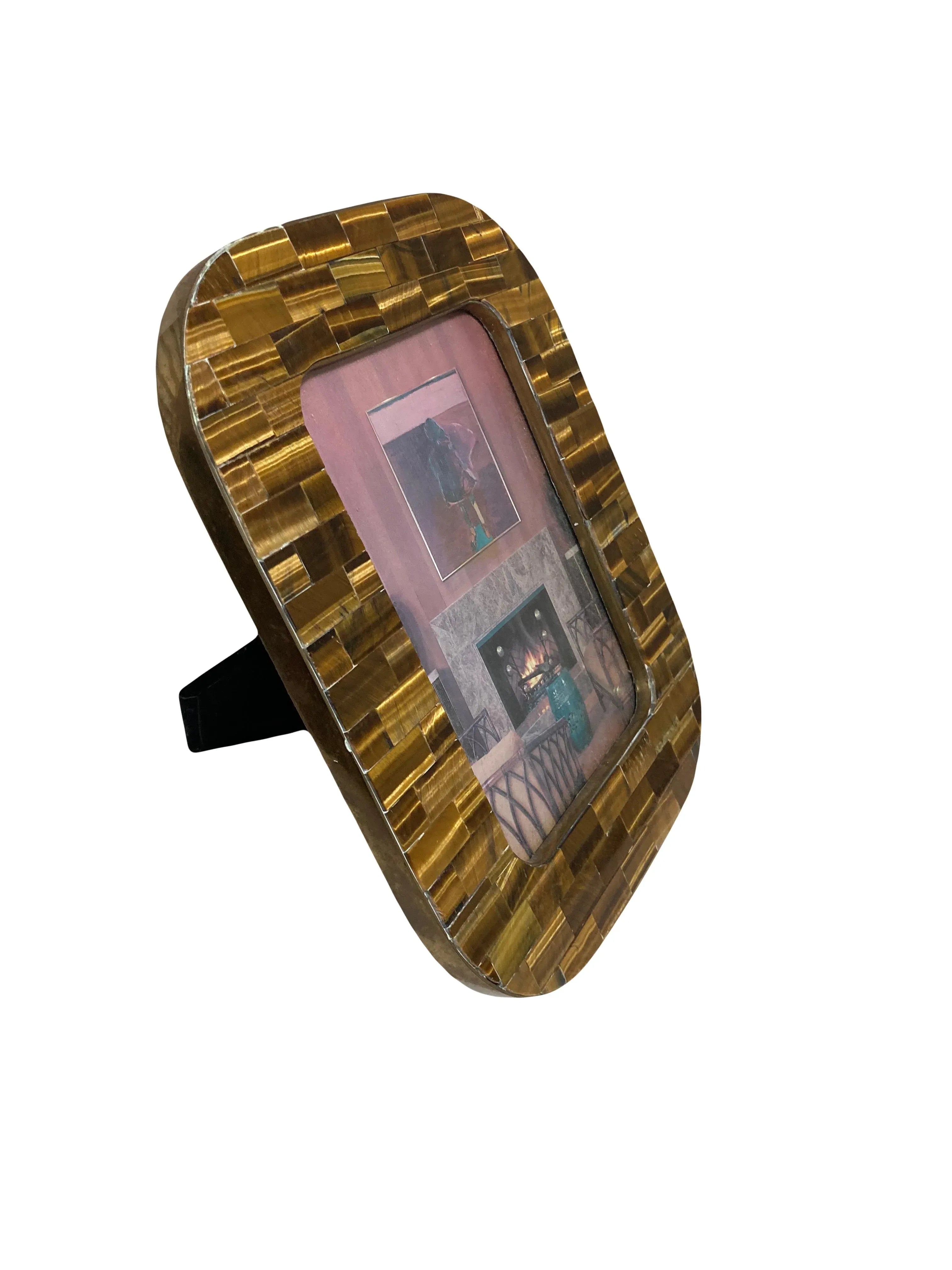 Mid-20th Century Tessellated Tiger’s Eye Picture Frame Attributed to Maitland-Smith