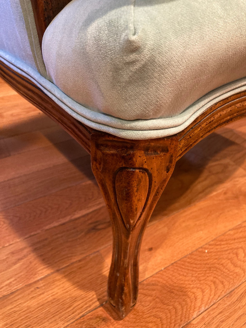 Mid-20th Century Wingback Ear Chair in Aqua Velvet
