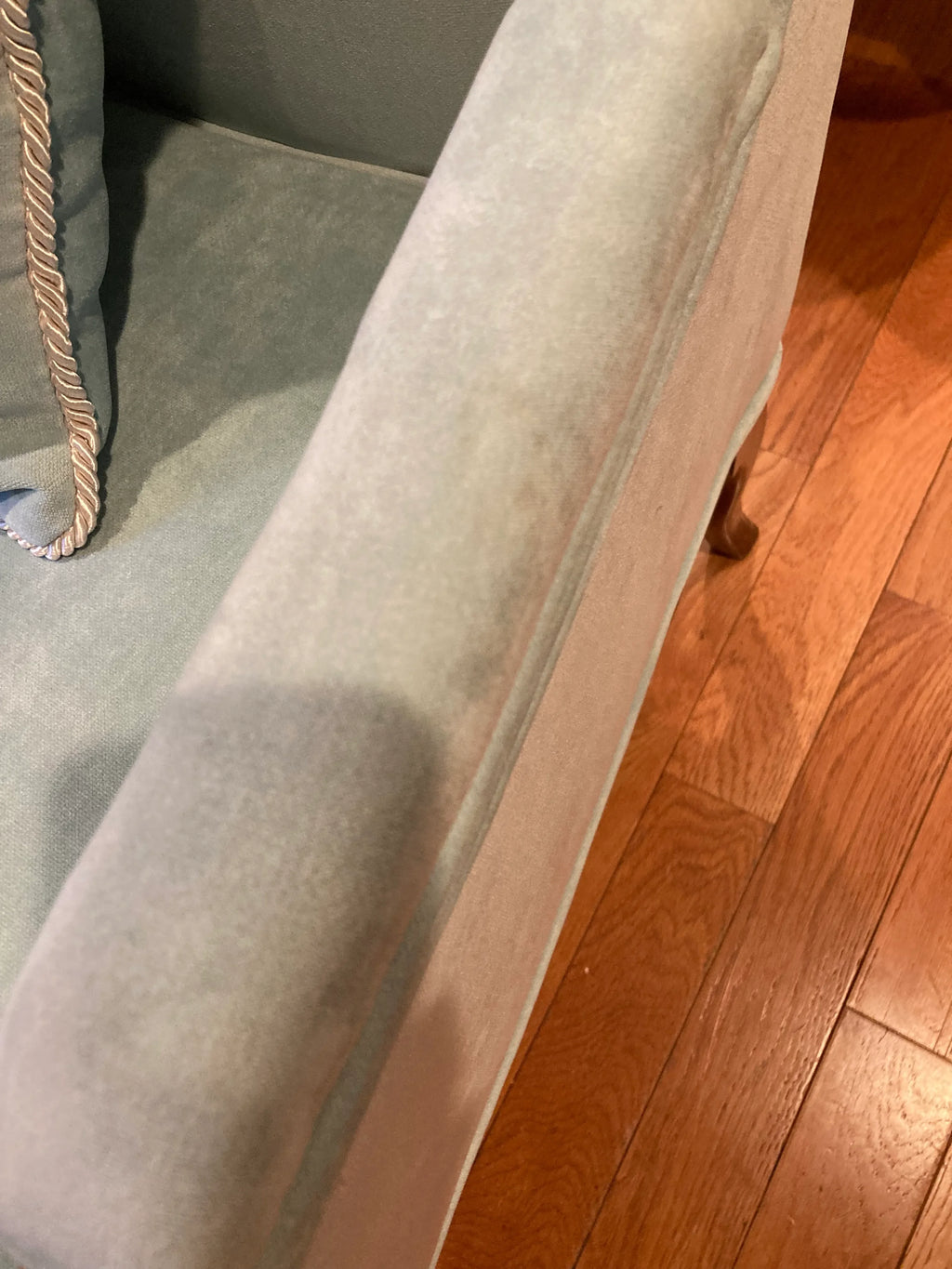 Mid-20th Century Wingback Ear Chair in Aqua Velvet