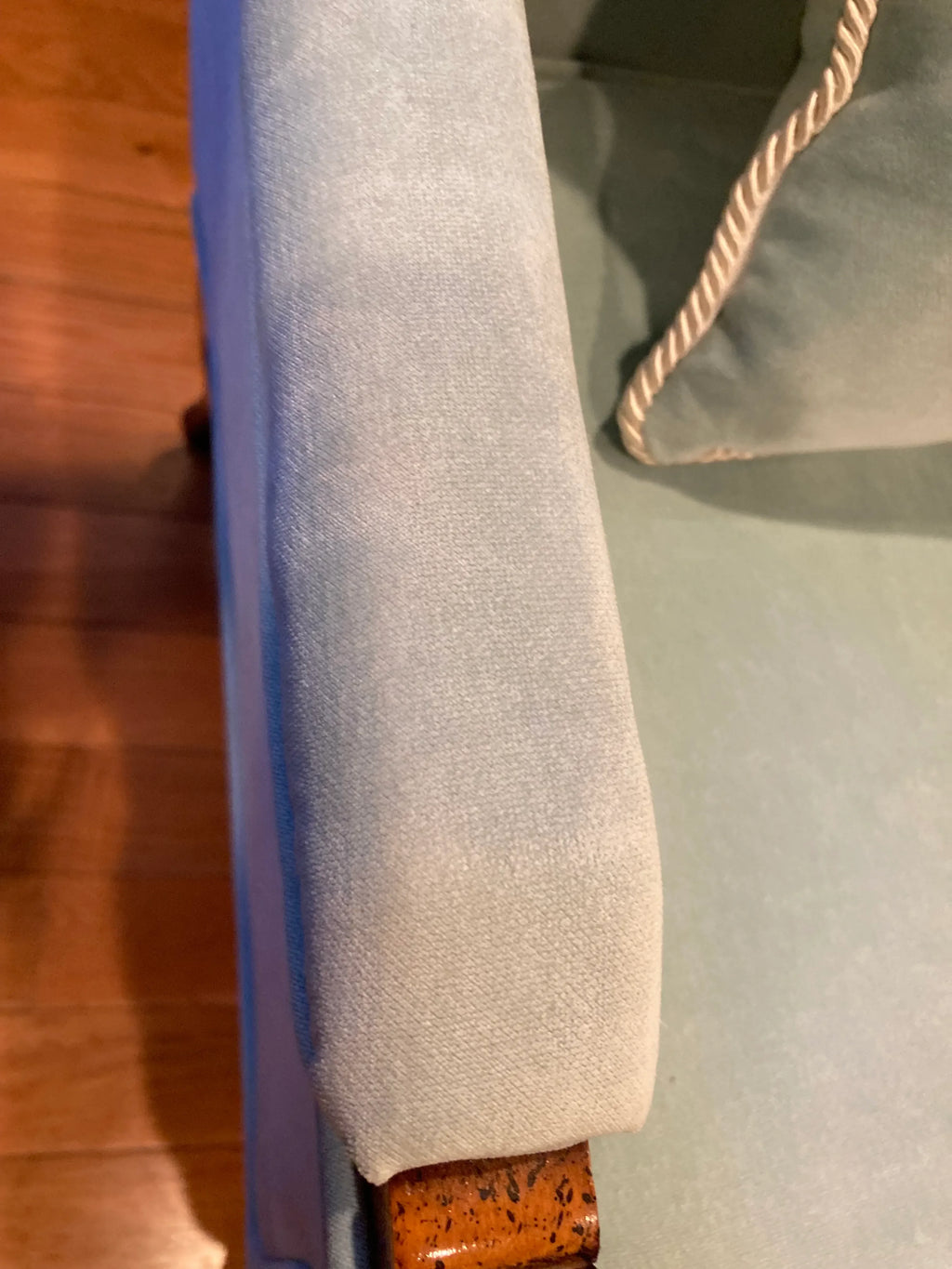 Mid-20th Century Wingback Ear Chair in Aqua Velvet
