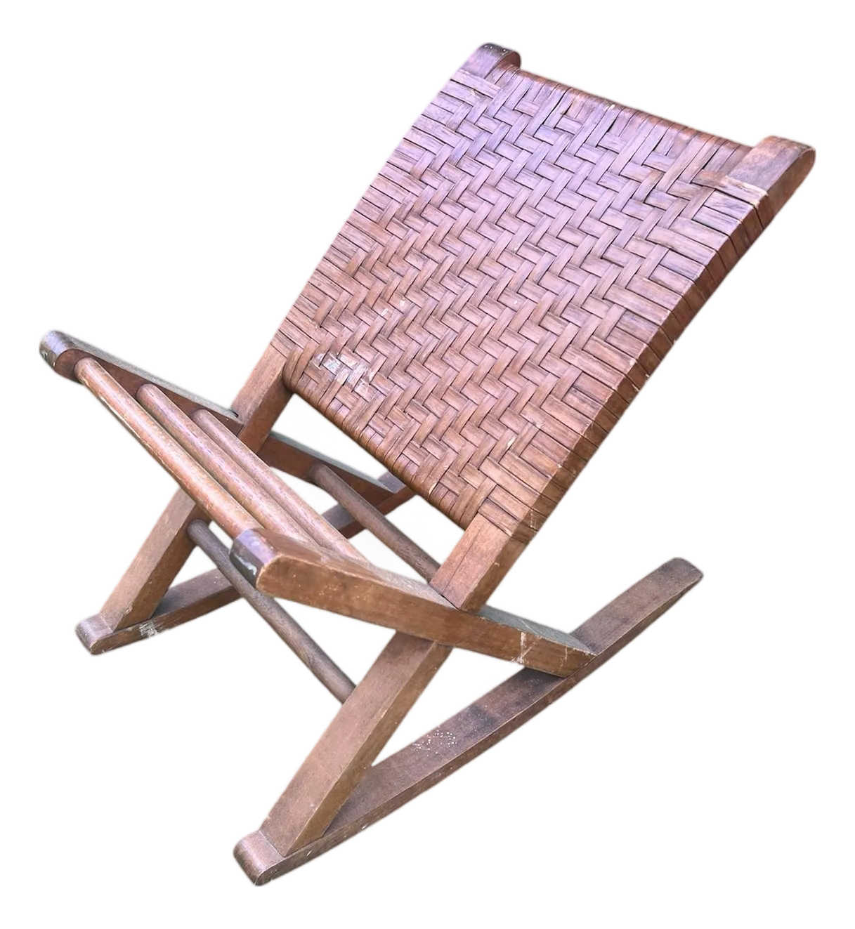 Mid-20th Century Woven Split Reed Gout Rocker or Footrest