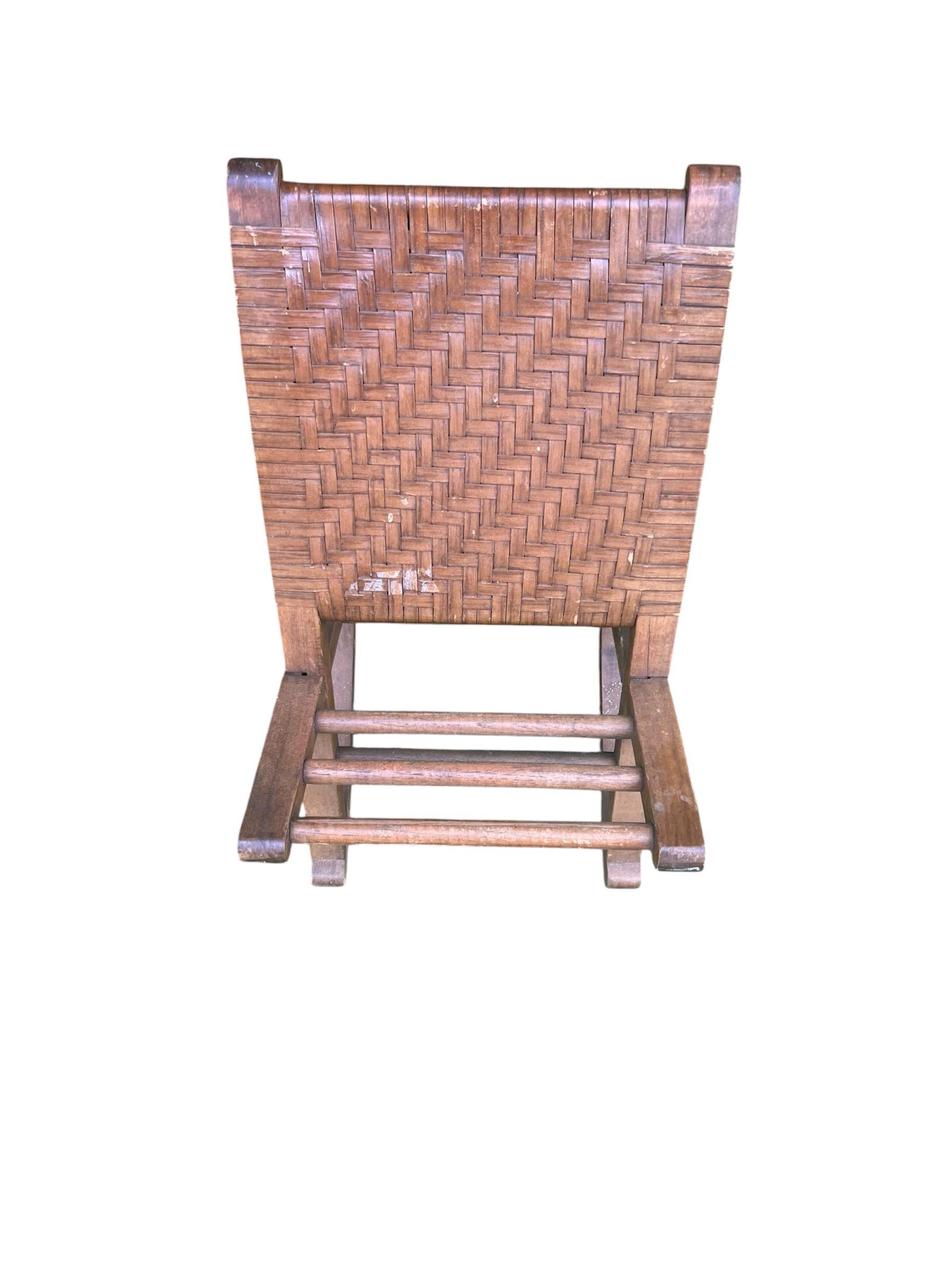 Mid-20th Century Woven Split Reed Gout Rocker or Footrest