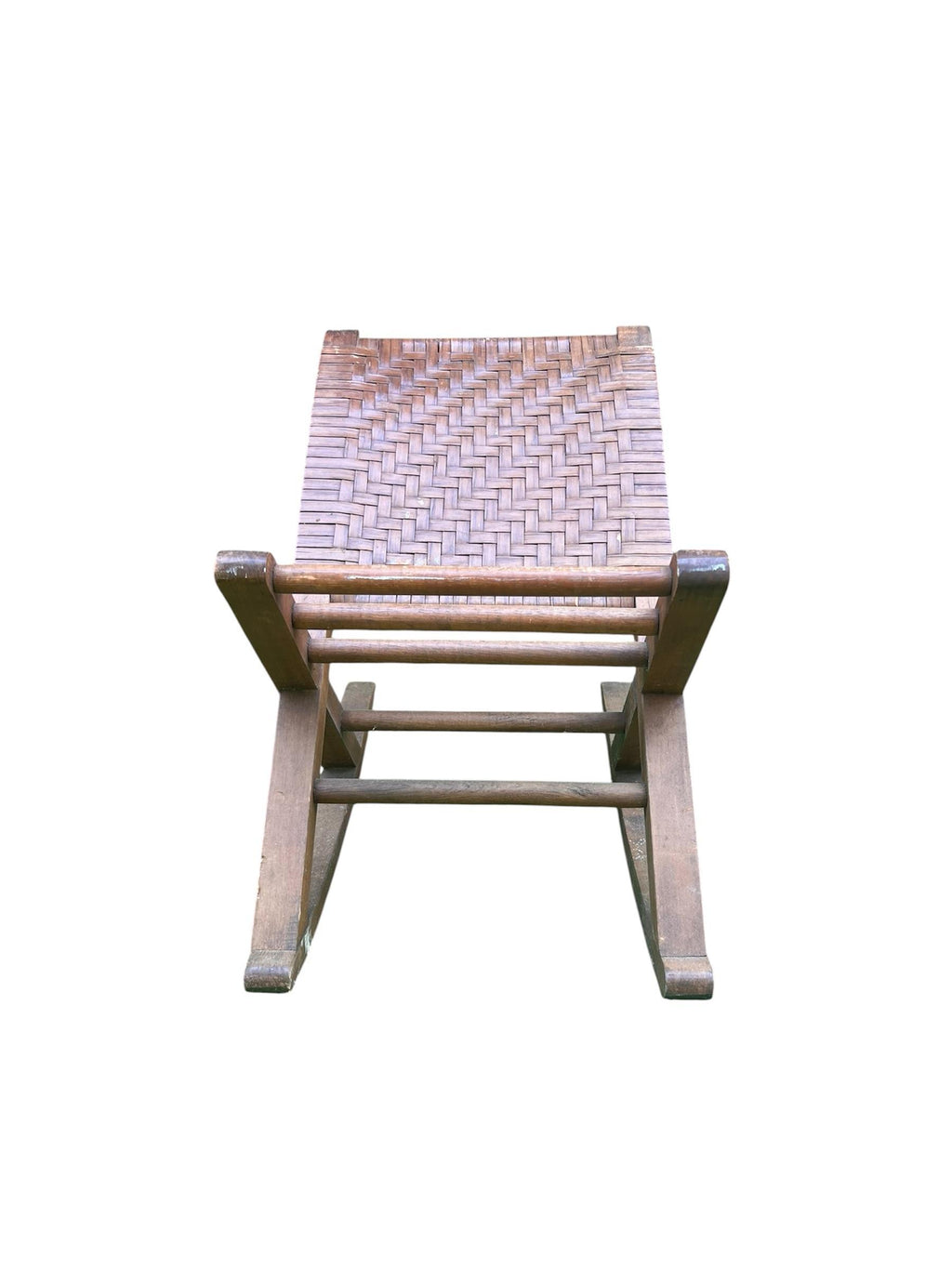 Mid-20th Century Woven Split Reed Gout Rocker or Footrest