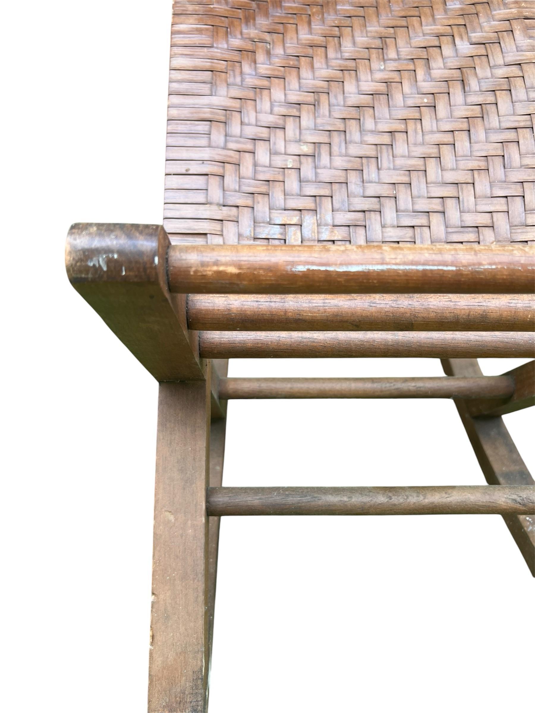 Mid-20th Century Woven Split Reed Gout Rocker or Footrest