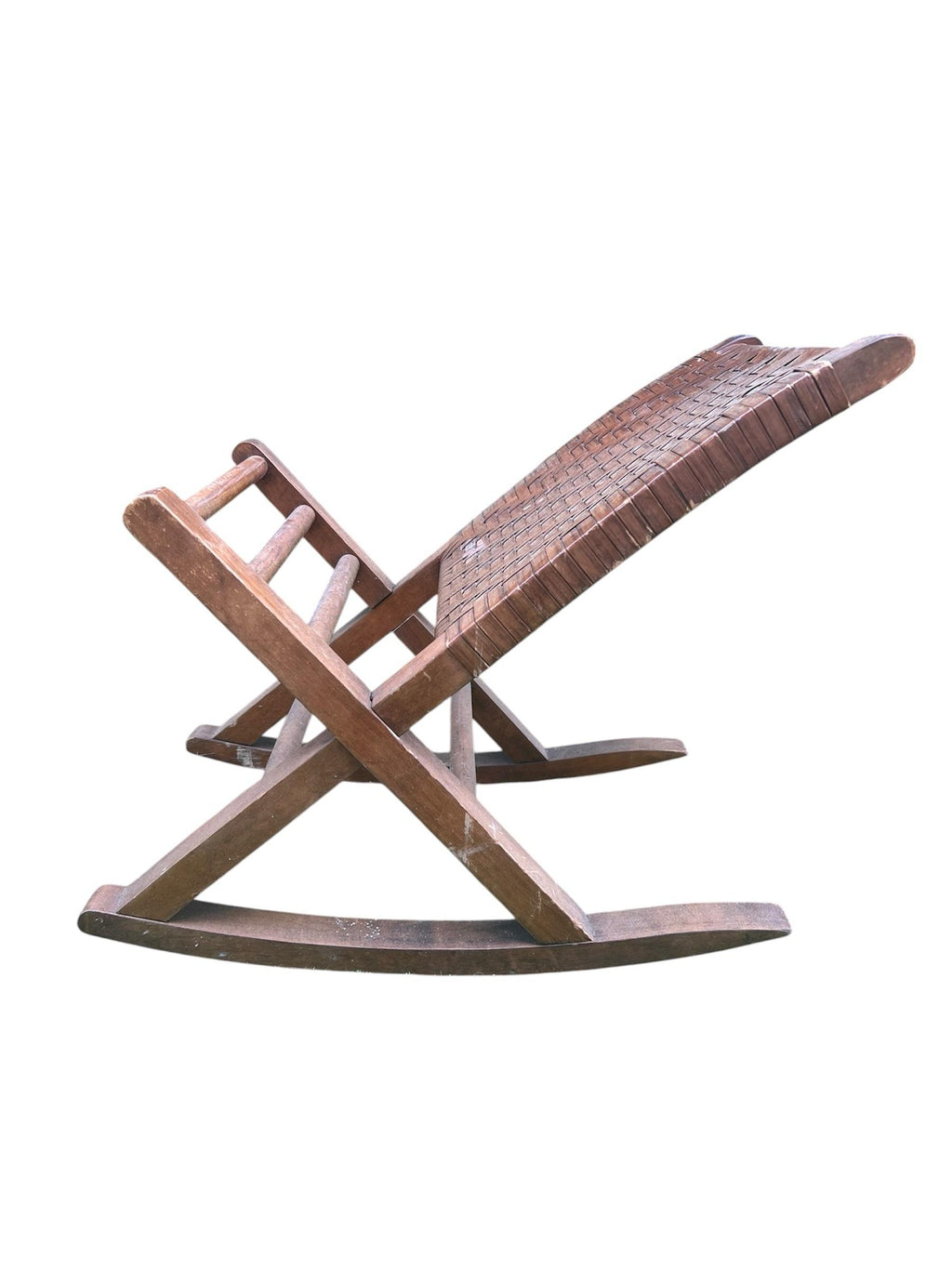 Mid-20th Century Woven Split Reed Gout Rocker or Footrest