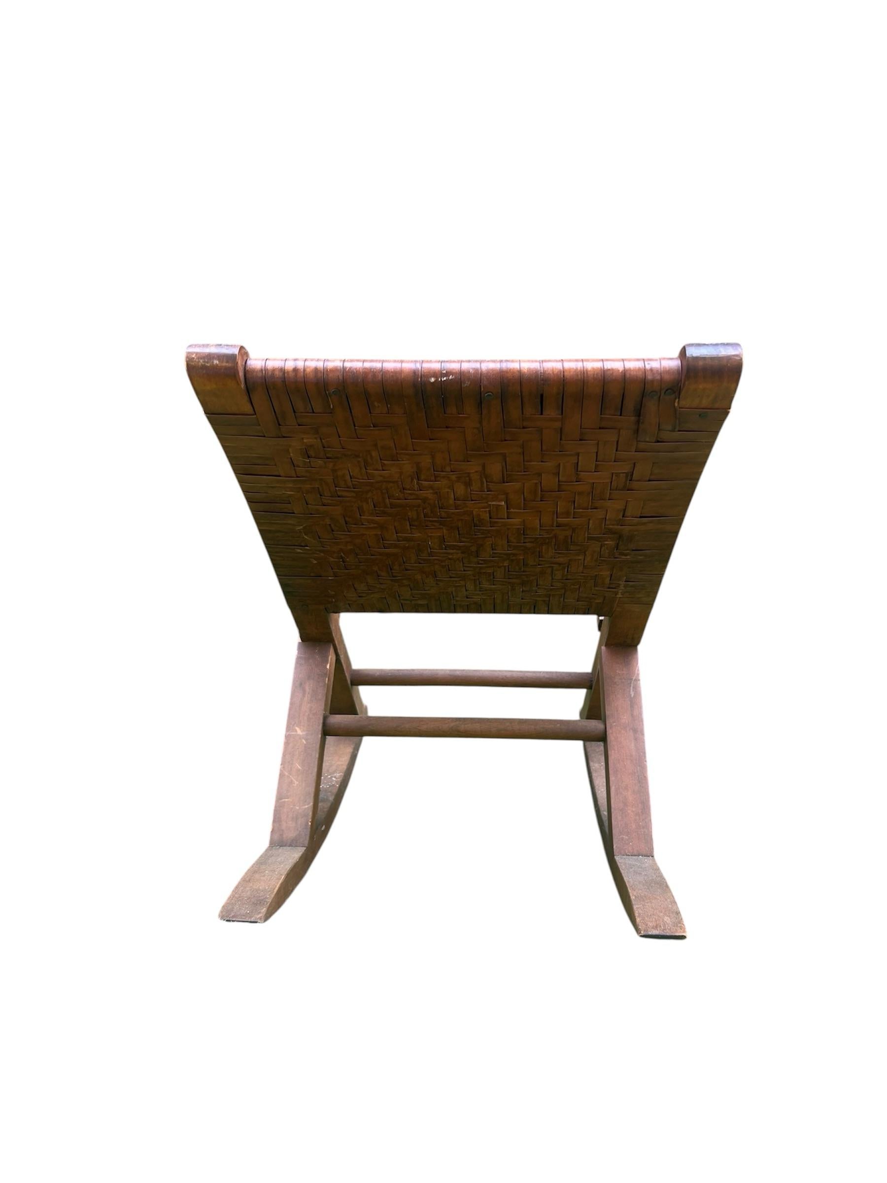 Mid-20th Century Woven Split Reed Gout Rocker or Footrest