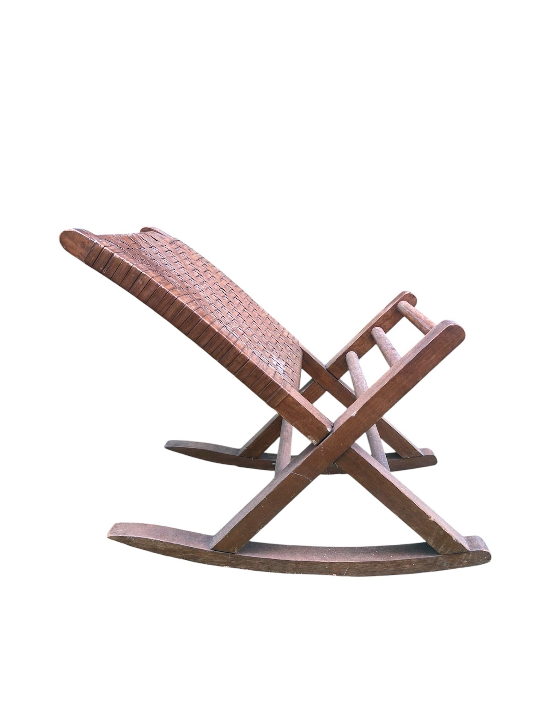Mid-20th Century Woven Split Reed Gout Rocker or Footrest