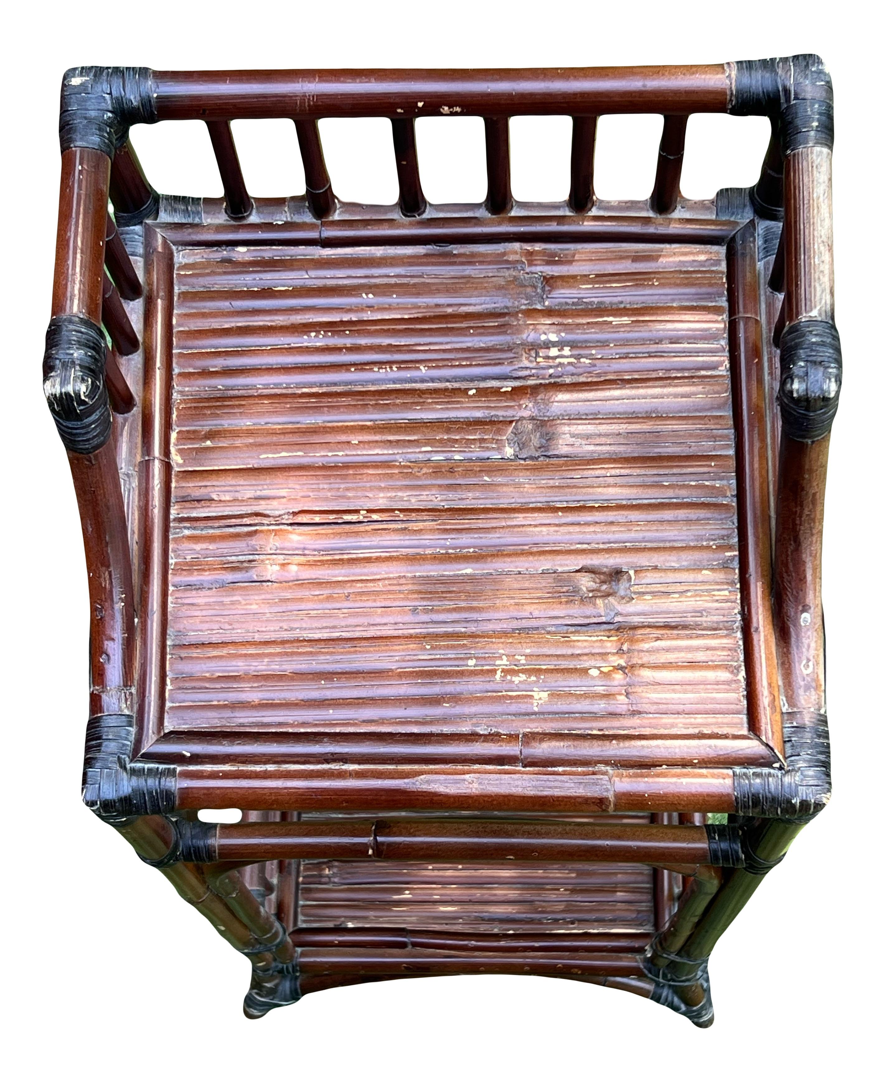 Mid-Late 20th Century Bamboo Etagere 3-Tiered Shelf or Magazine Stand