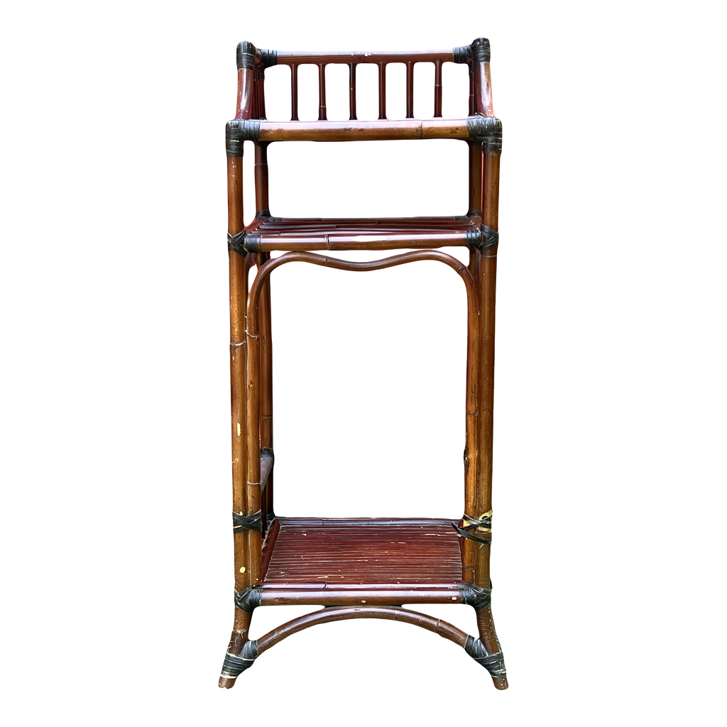 Mid-Late 20th Century Bamboo Etagere 3-Tiered Shelf or Magazine Stand