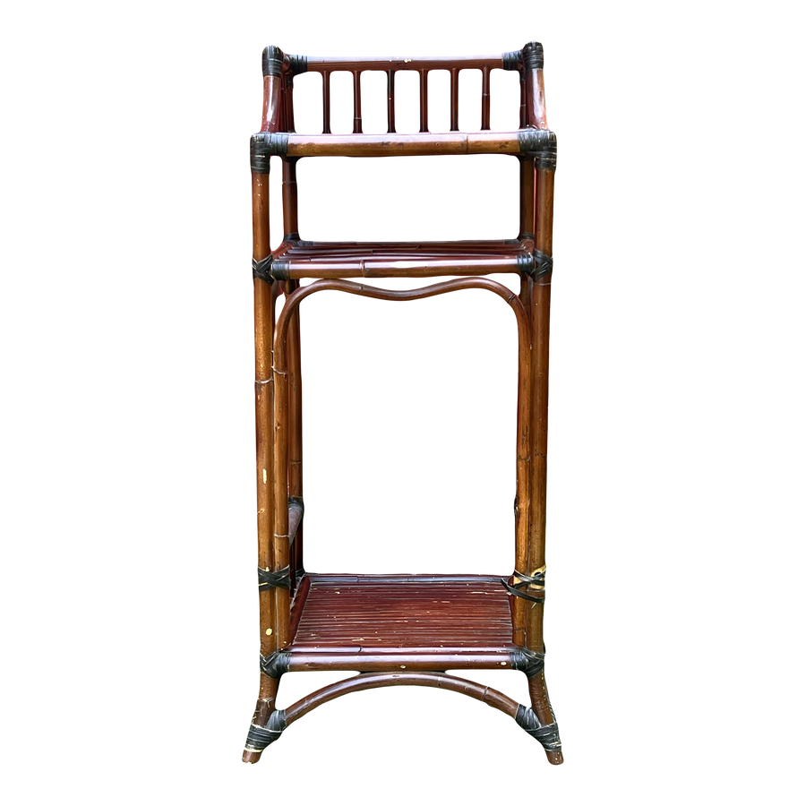 Mid-Late 20th Century Bamboo Etagere 3-Tiered Shelf or Magazine Stand