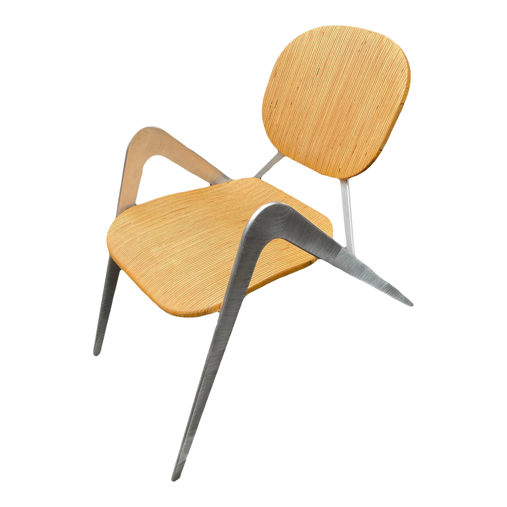 Modern Industrial Design Prototype BauBuche Beach Plywood and Aluminum Grasshopper Side Chair