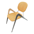 Modern Industrial Design Prototype BauBuche Beach Plywood and Aluminum Grasshopper Side Chair