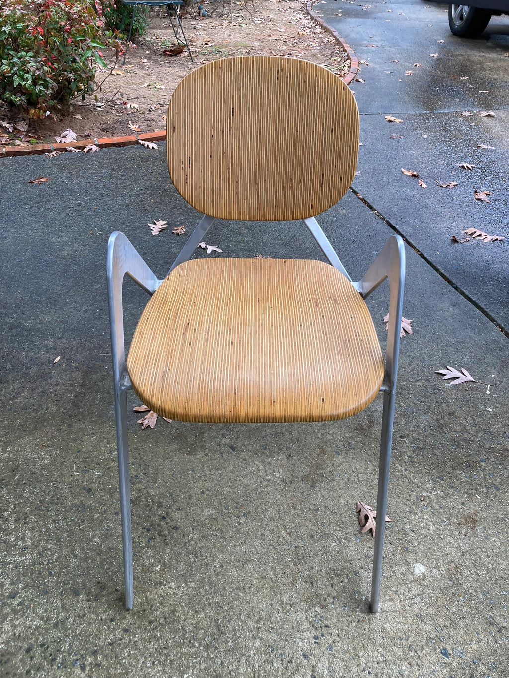 Modern Industrial Design Prototype BauBuche Beach Plywood and Aluminum Grasshopper Side Chair