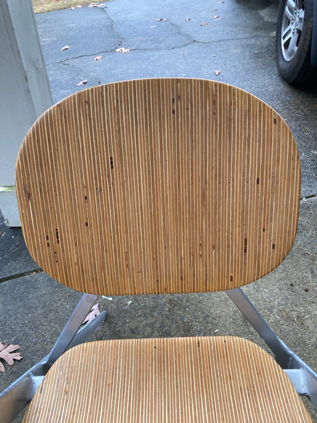 Modern Industrial Design Prototype BauBuche Beach Plywood and Aluminum Grasshopper Side Chair