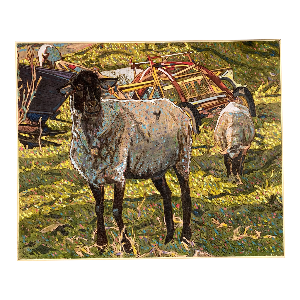 Original Impressionist Burnwood Painting of Farm Life by Ned Johnson (American, 20th C.)