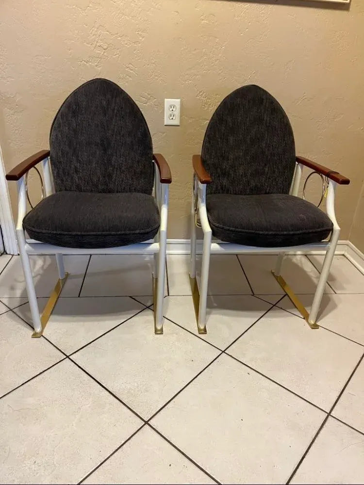Rare Mid-20th Century E. F. Mobler Danish Modern Directoire or Memphis Style Armchairs - Set of Four