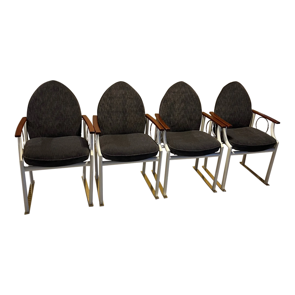 Rare Mid-20th Century E. F. Mobler Danish Modern Directoire or Memphis Style Armchairs - Set of Four