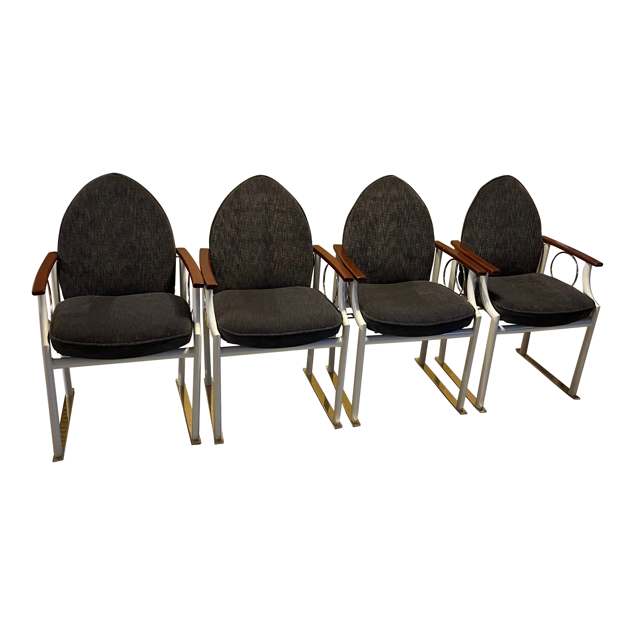 Rare Mid-20th Century E. F. Mobler Danish Modern Directoire or Memphis Style Armchairs - Set of Four
