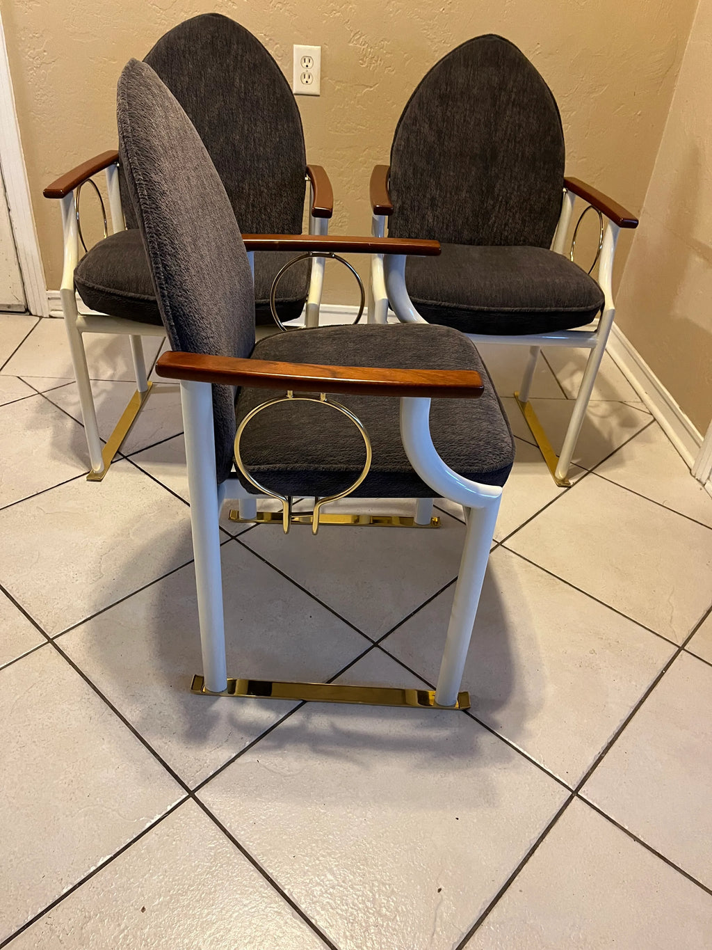 Rare Mid-20th Century E. F. Mobler Danish Modern Directoire or Memphis Style Armchairs - Set of Four