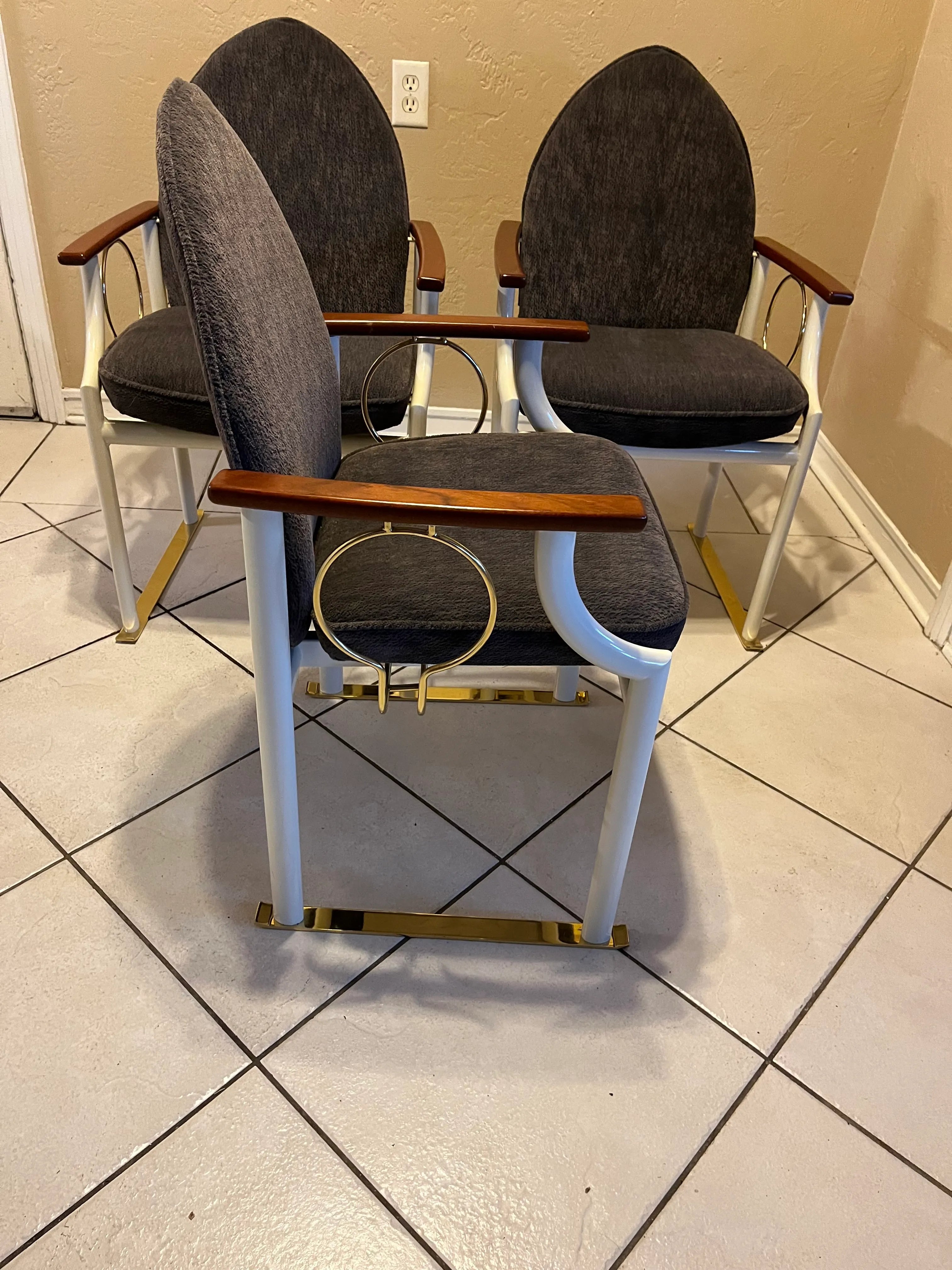 Rare Mid-20th Century E. F. Mobler Danish Modern Directoire or Memphis Style Armchairs - Set of Four