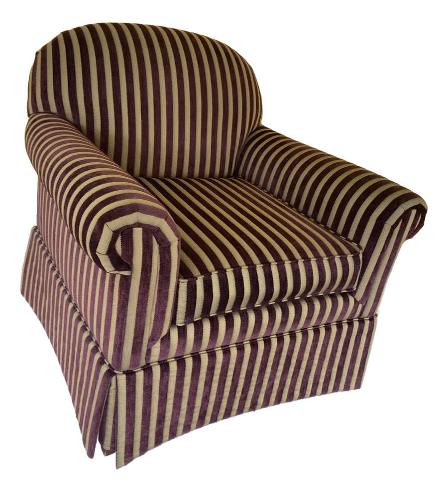 Vintage Burgundy and Gold Striped Club Chair in Corduroy Fabric by Norwalk Furniture