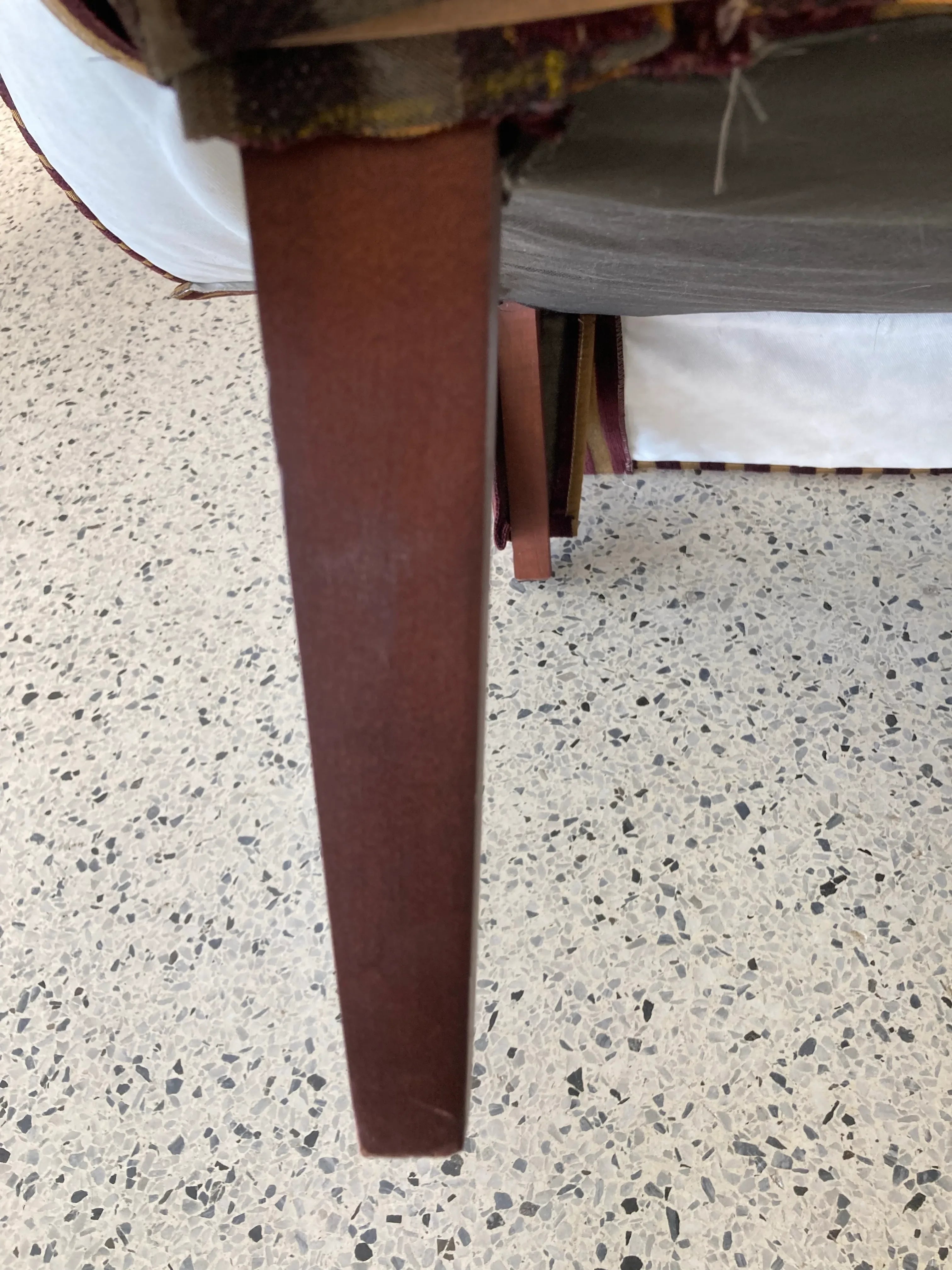 Vintage Burgundy and Gold Striped Club Chair in Corduroy Fabric by Norwalk Furniture