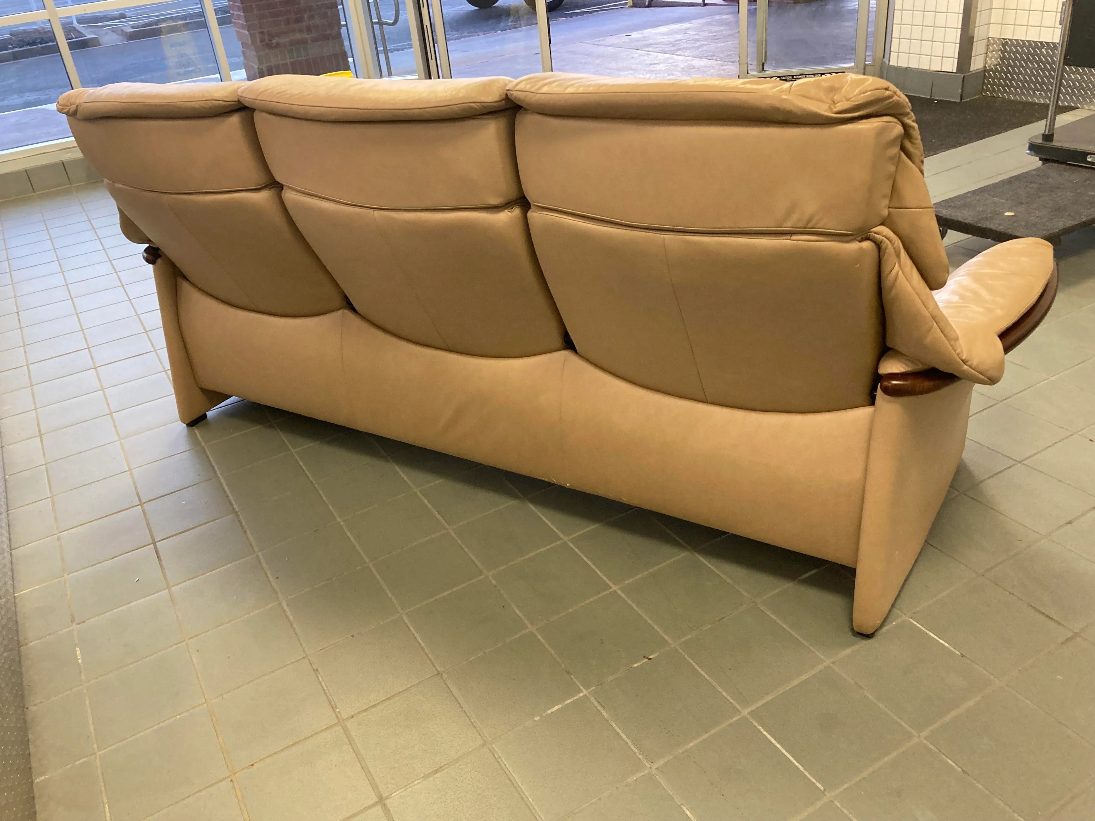 Vintage Ekornes Stressless Eldorado High Back Leather Reclining Sofa and Ottoman