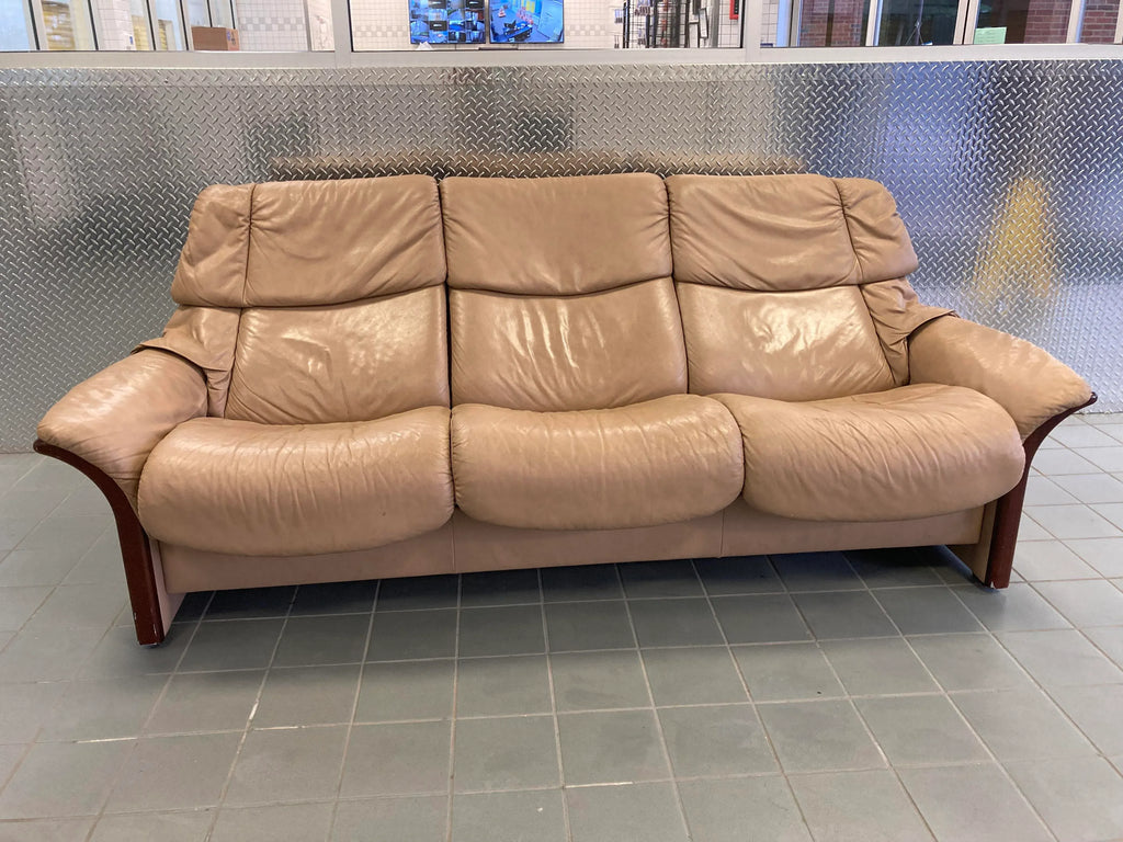 Vintage Ekornes Stressless Eldorado High Back Leather Reclining Sofa and Ottoman