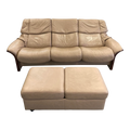 Vintage Ekornes Stressless Eldorado High Back Leather Reclining Sofa and Ottoman
