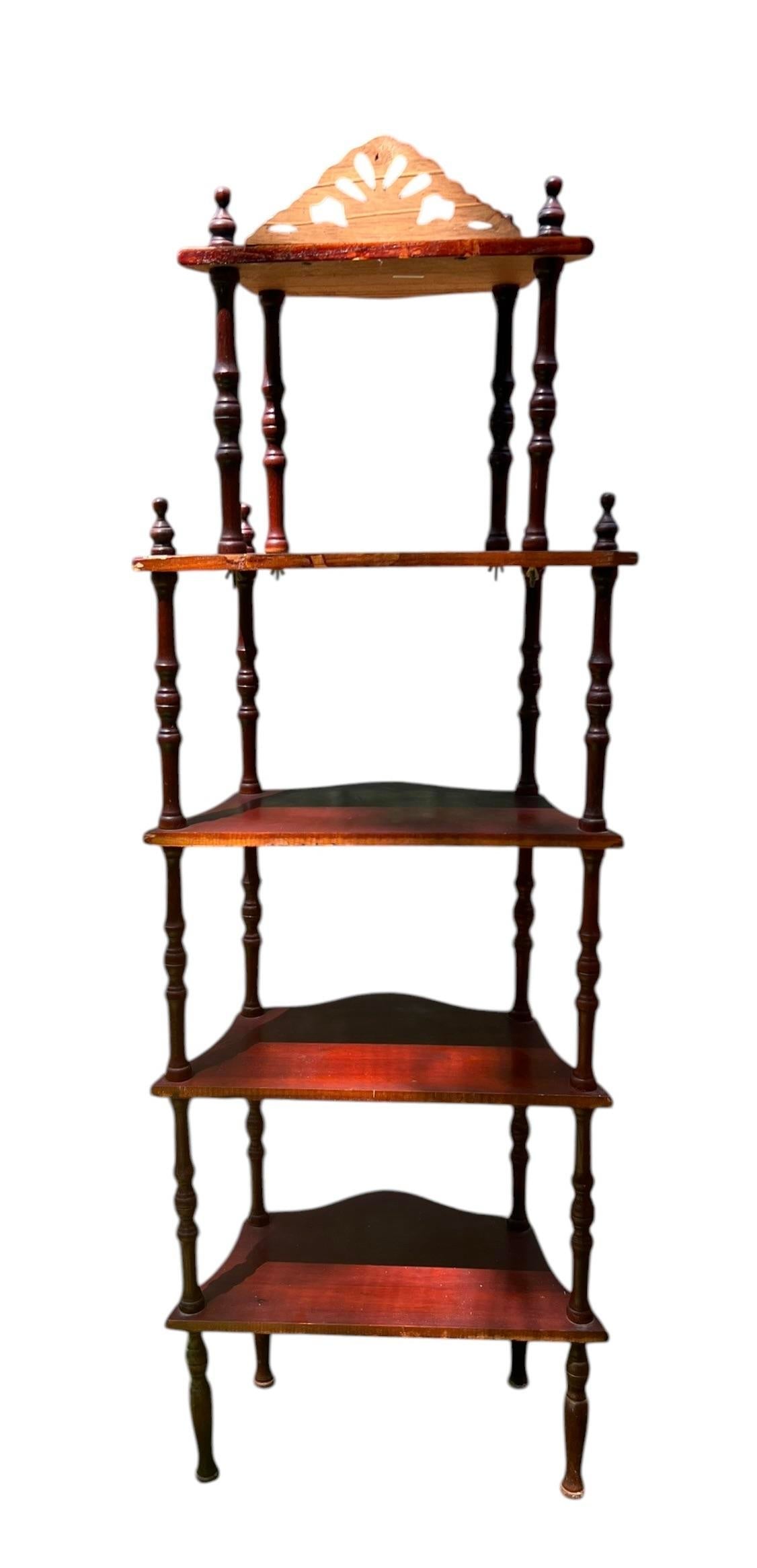 Vintage Regency Style Cherry Etegere or Tiered Shelf